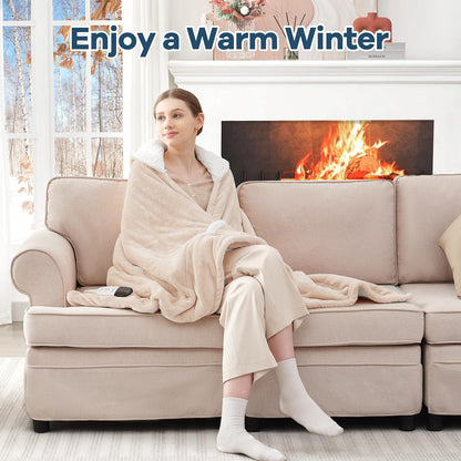 MAXEVE Heated Wearable Blanket with Foot Pocket & Sleeves Electric Snuggle