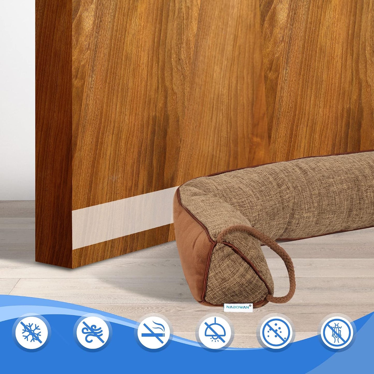 NABOWAN Weighted Door Draft Stopper — Triangular Under-Door Gap Filler for Gaps up to 3", Wind Noise Blocker, Energy Saver for Home Room Essentials, 32 Inch Gray