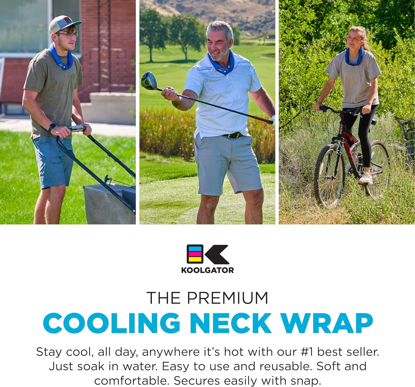 KOOLGATOR Evaporative Cooling Neck Wrap, Blue Paisley, 1 Pack | Reusable Neck Cooler with Long Lasting Relief During Hot Weather Activities, Sports, & Outdoor Work