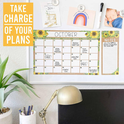 Hadley Designs Magnetic Calendar for Refrigerator - Kraft White Magnetic Dry Erase Calendar, Dry Erase Calendars for Wall, Magnet Fridge Calendars, Notepad for Fridge with Magnet