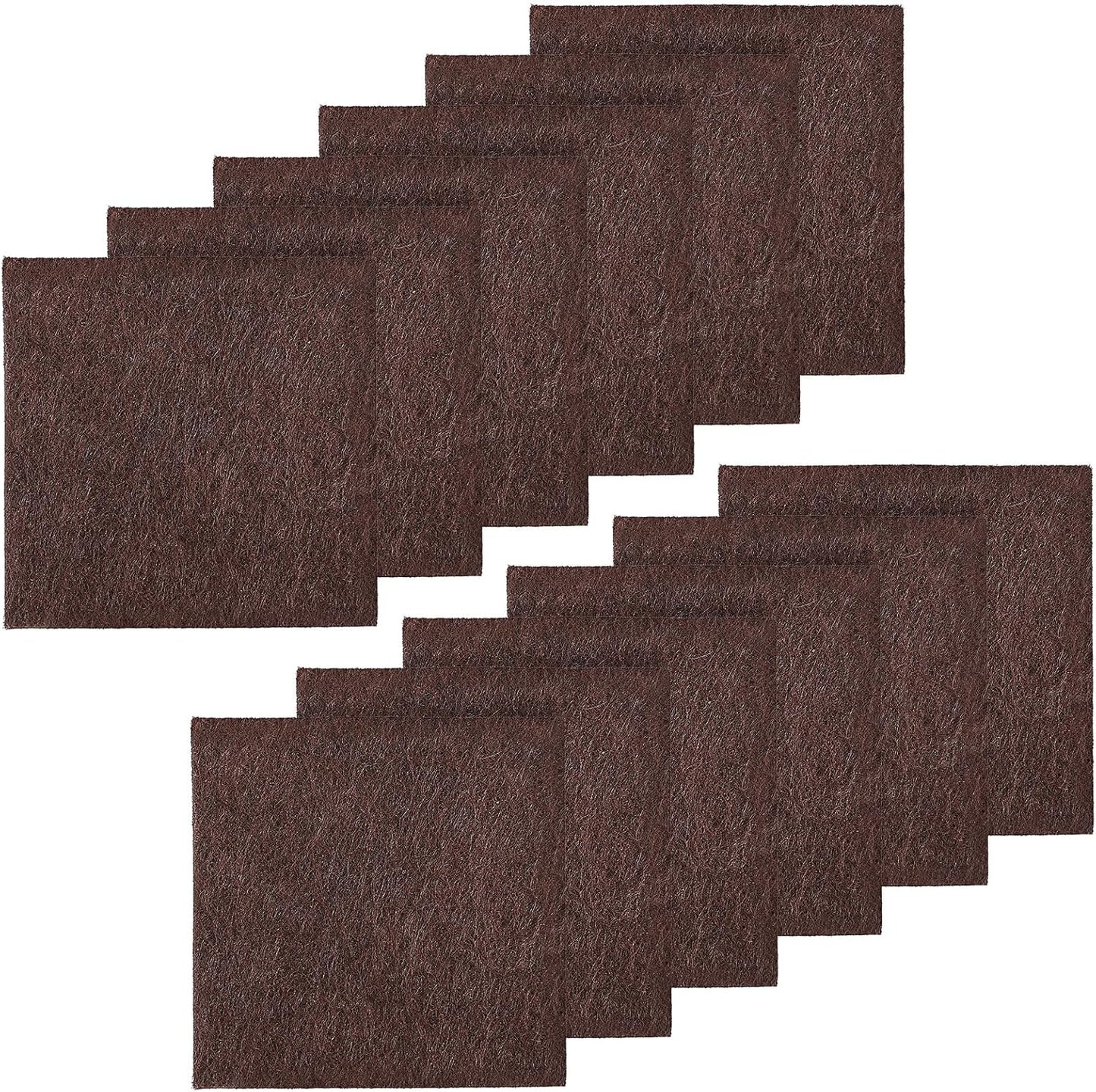 12PCS Furniture Felt Pads, 2 Inch Square Furniture Pads for Hardwood Floors | Self Adhesive, Cuttable Chair Leg Floor Protectors, 50mm Brown Felt Furniture Pads