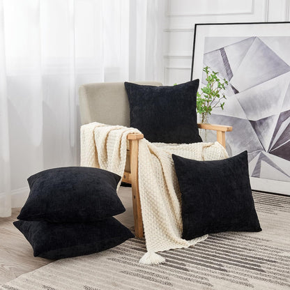 GAWAMAY Lumbar Support Pillow Decorative Rectangle Throw Pillow Covers 12"x20" Inch Set of 2, Soft Chenille Fall Pillowcase for Living Room Bedroom Sofa Couch Cushion Cover Grey 30x50cm (No Insert)
