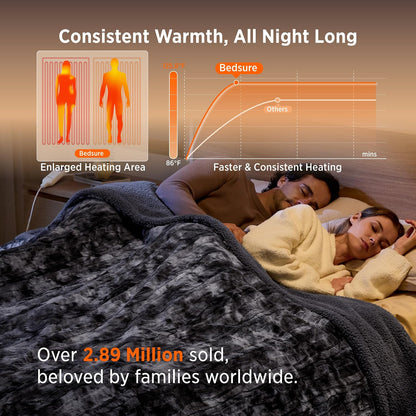 Bedsure Heated Blanket Throw, Soft Electric Blanket with Preheat, Cream
