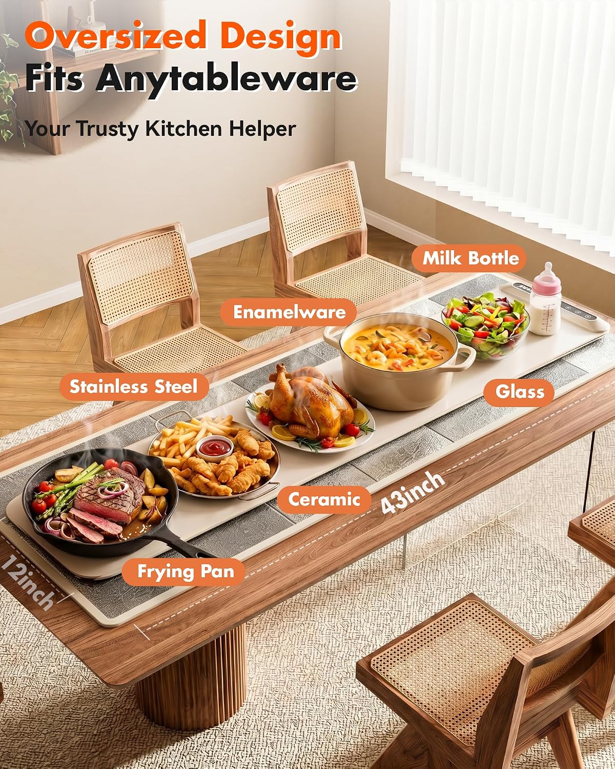 Warming Mat For Food Extra Large 36"x16" 580W Food Warming Mat Buffet Servers and Warmers,Chafing Dishes for Buffet 6 Temp 6 Hour,Roll Up Food Warmers for Parties Buffet Catering Gatherings