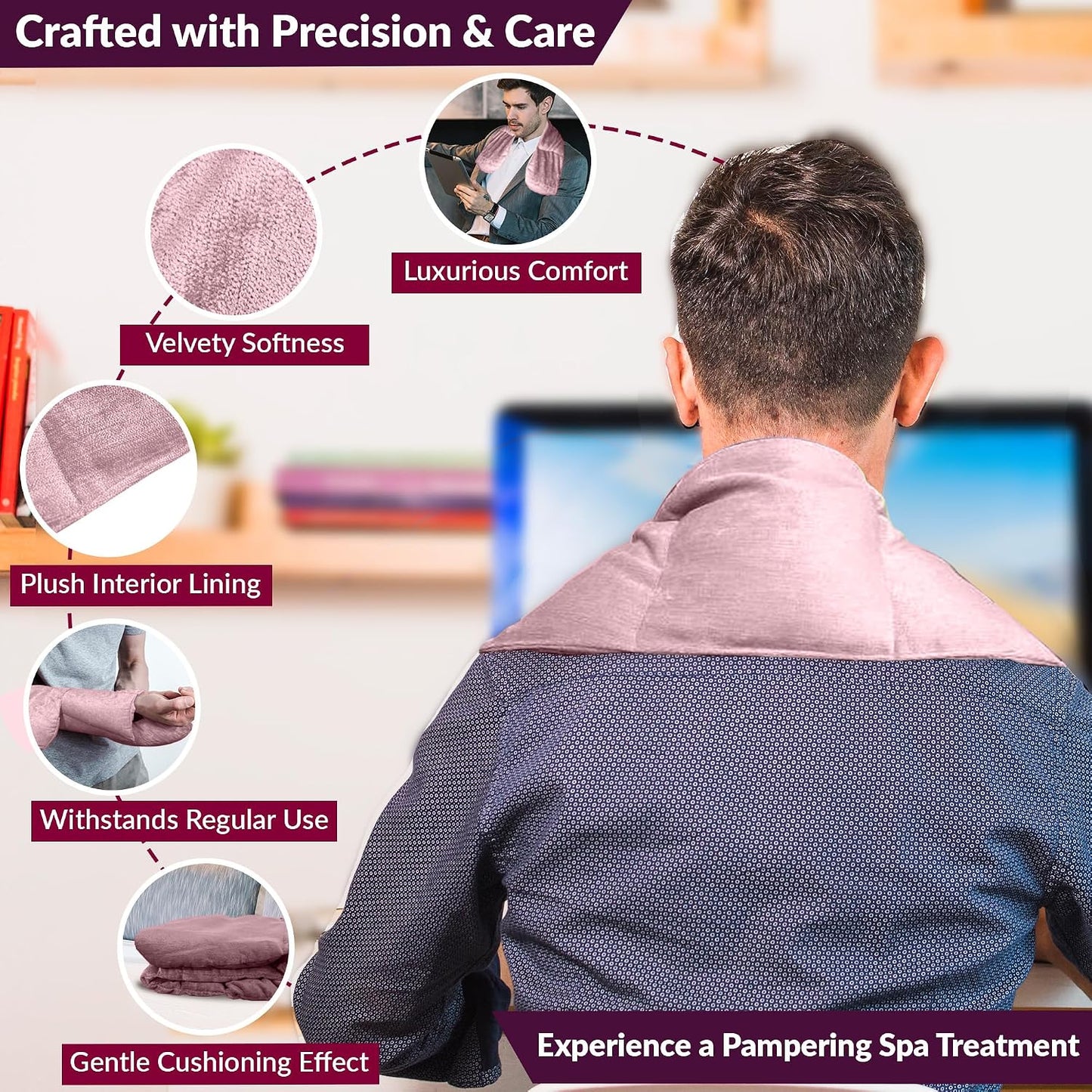 Kozi Neck Heating Pad | Microwaveable Weighted Shoulder Heating Pad | Neck and Shoulder Heating Pad with Clay Beads & Aromatherapy (Khol)