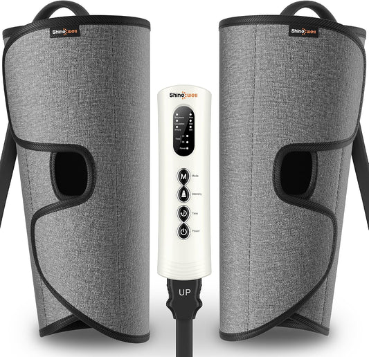 SHINE WELL Leg Compression Massager for Circulation and Pain Relief Fsa, Air Compression Calf Massager with 3 Modes 3 Intensities 2 Timing, for Restless Legs Syndrome Relief, Wellness Gift for Mom Dad