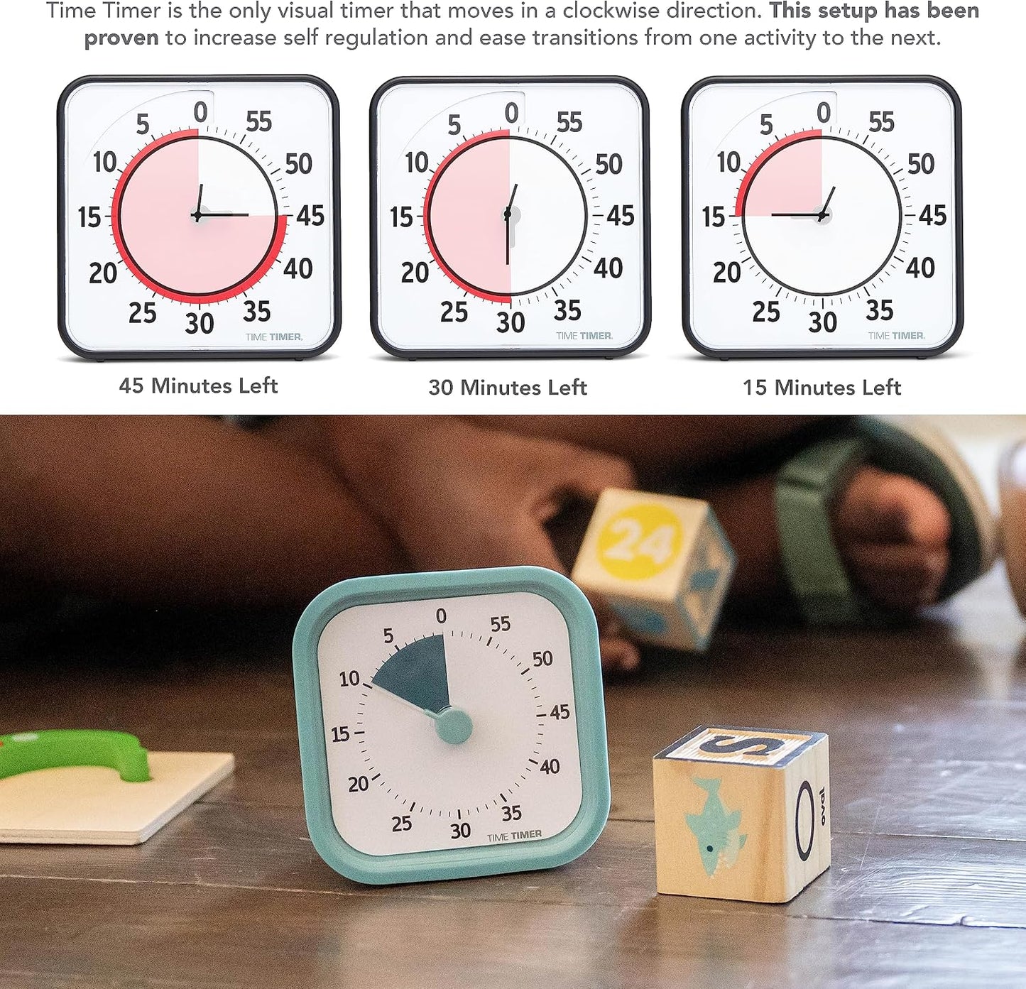 TIME TIMER Home MOD – 60-Minute Visual Timer Home Edition, Silent Operation Study Tool for Kids Desk, Homeschool Supplies, Office & Meetings (Fern Green)