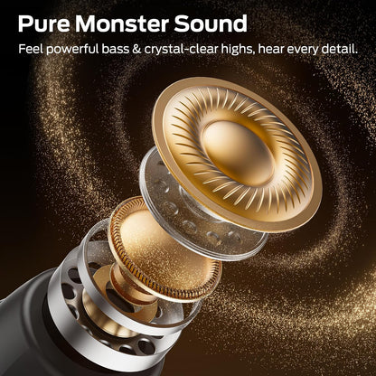 Monster Sleep Ear100 Ear Buds, Sleep Headphones with Stereo Sound, Design for Side Sleeper, 32H Playtime, Bluetooth 6.0, ENC Noise Cancelling, IPX6 Waterproof Mini Earbuds, Black