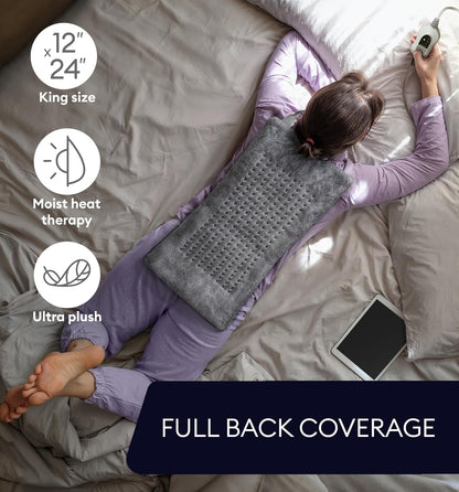 GENIANI Back Pain & Relaxation Gifts for Women – Electric Heating Pad for Back, Neck & Shoulders, Soft Microplush Electric Throw Heating Pad for Period Comfort, Fast Heating, Auto Shut Off, 12"x24"