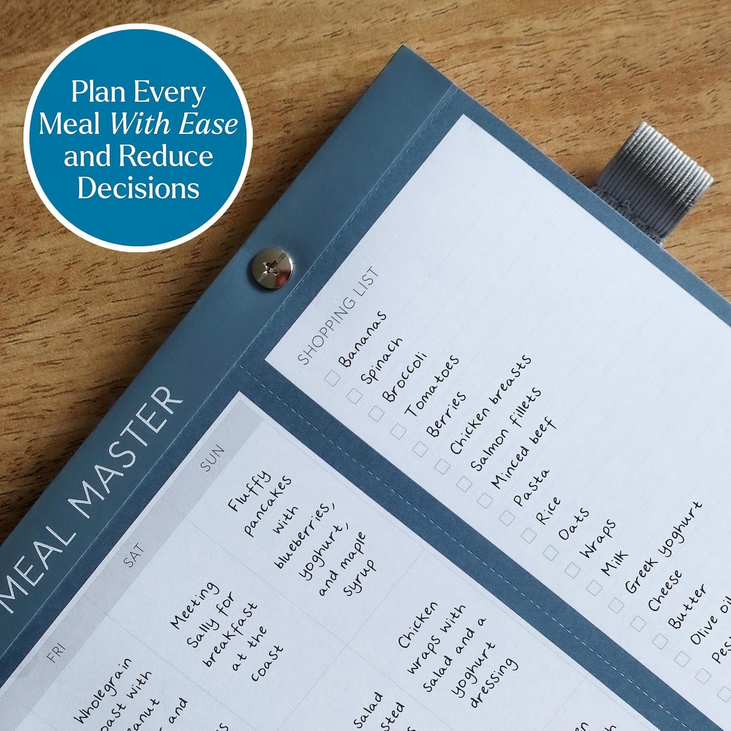 Magnetic Weekly Meal Planner for Fridge - 52 Undated Tear Off Sheets with Grocery List - Thick 120gsm No Bleed Paper - Strong Full Width Magnet - Family Meal Planning Board 11.3 x 8.3 | Undated weekly meal planner with tear-off shopping list, thick