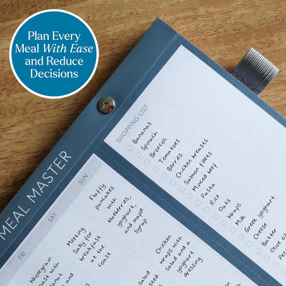 Magnetic Weekly Meal Planner for Fridge - 52 Undated Tear Off Sheets with Grocery List - Thick 120gsm No Bleed Paper - Strong Full Width Magnet - Family Meal Planning Board 11.3 x 8.3 | Undated weekly meal planner with tear-off shopping list, thick