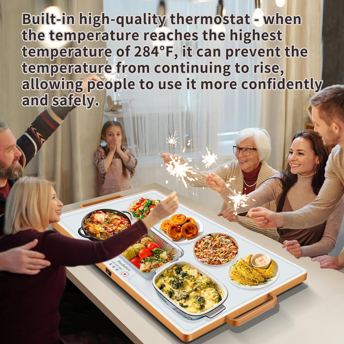 Warming Mat for Food,Extra Long 40"x12",Tempered Glass Warming Tray, Black