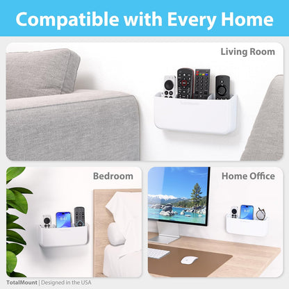 TotalMount Drop-Free Remote Holder – Removable Adhesive Strips – XL Black | Designed in the USA – Simply Put the Remotes In – No Tricky Magnet Alignment Needed (Holds 3 or 4 Remote Controls)