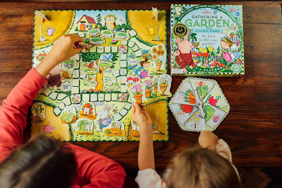 eeBoo Gathering a Garden Board Game - Award Winning Patience & Plant Counting Garden Game, Screen-Free Fun for 2-4 Players, Kids Ages 5 and up