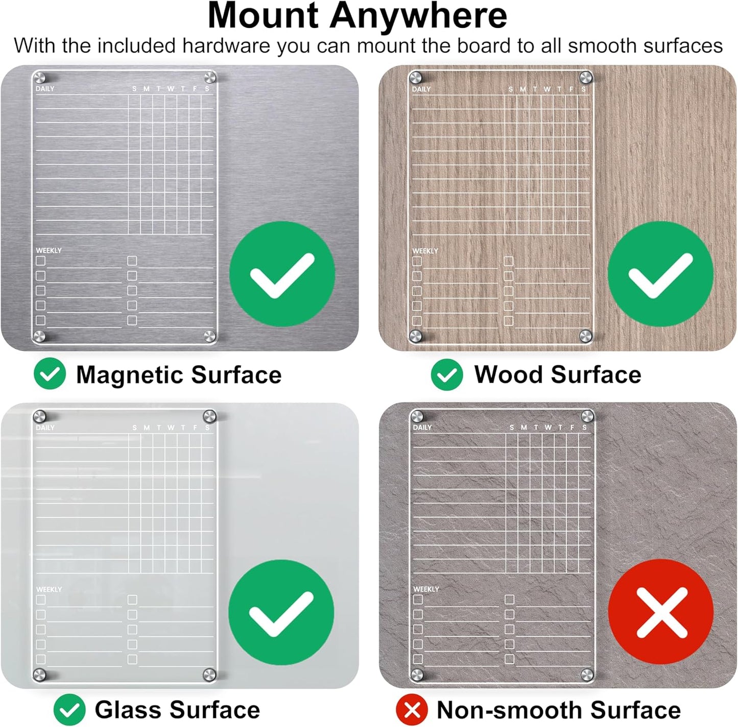 Acrylic Magnetic Chore Chart & List for Kids Teens Adult Family 2 Pcs