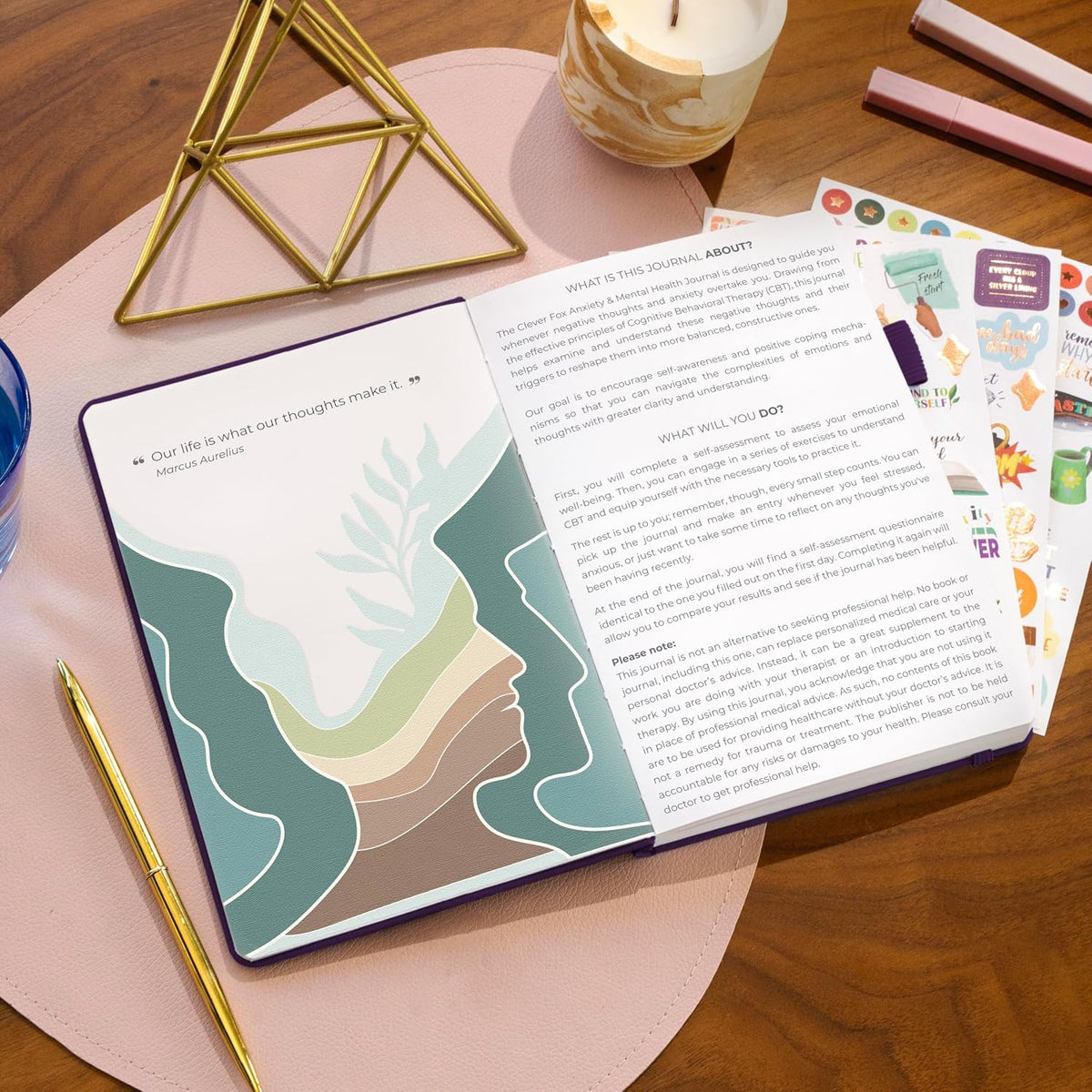 Clever Fox Mental Health & Anxiety Journal CBT Prompts 5.8x8.3 Lavender