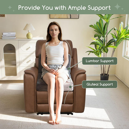 HIGOGOGO Corduroy Recliner Chair Cushion with Lumbar Support Pillow Soft Non-Slip 4" Thick Seat Pad Prevent Buttocks & Back Pain in Seniors (Beige, 12" Backrest)