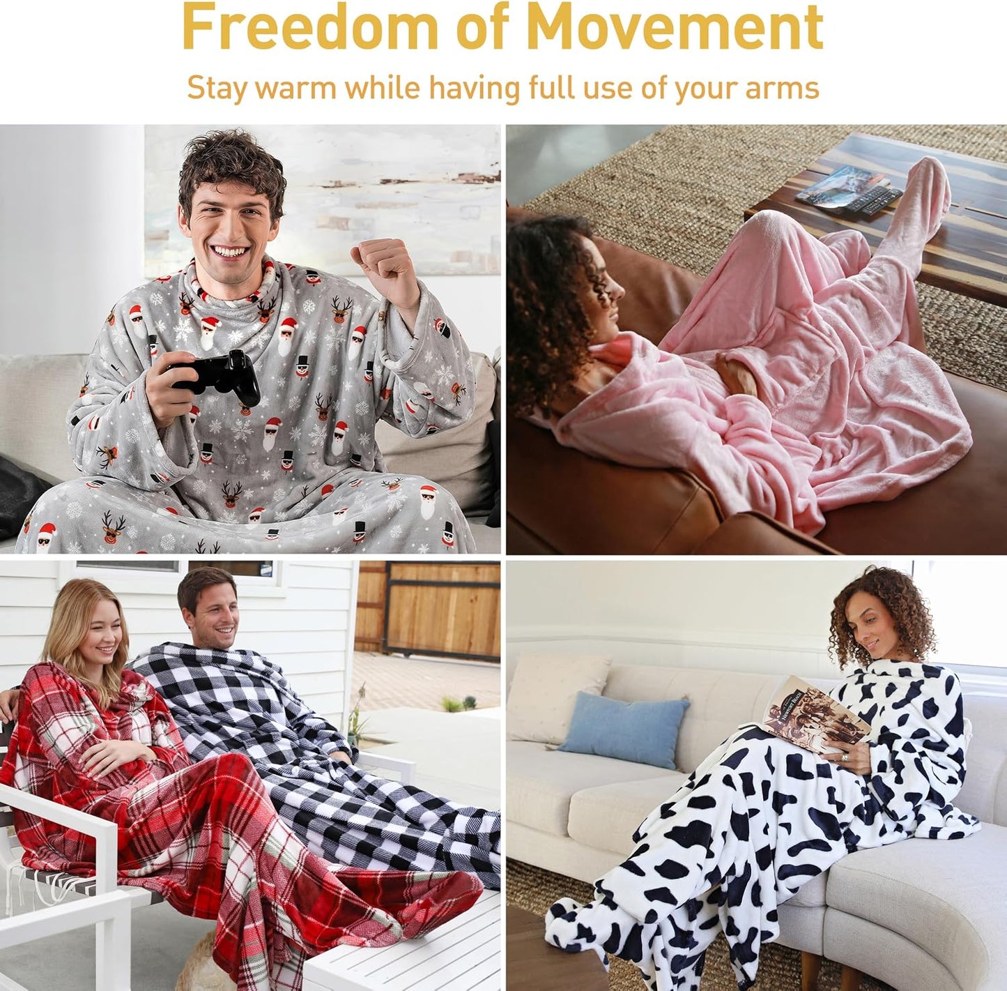 Catalonia Wearable Blanket with Sleeves & Foot Pocket for Adults | Soft Fleece Throw Wrap with Hands-Free Comfort, Perfect for Reading, TV Time & Relaxing, Christmas Gift for Women & Men