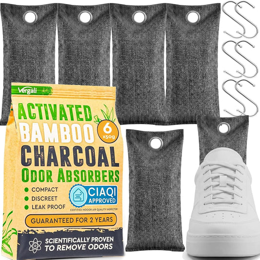 Activated Charcoal Odor Absorber for Strong Odors in Car, Closet, Shoe, Basement. 10 Activated Charcoal Bags Odor Absorbers for Home. Bamboo Charcoals Air Purifying Bag Charcoals Deodorizer Eliminator