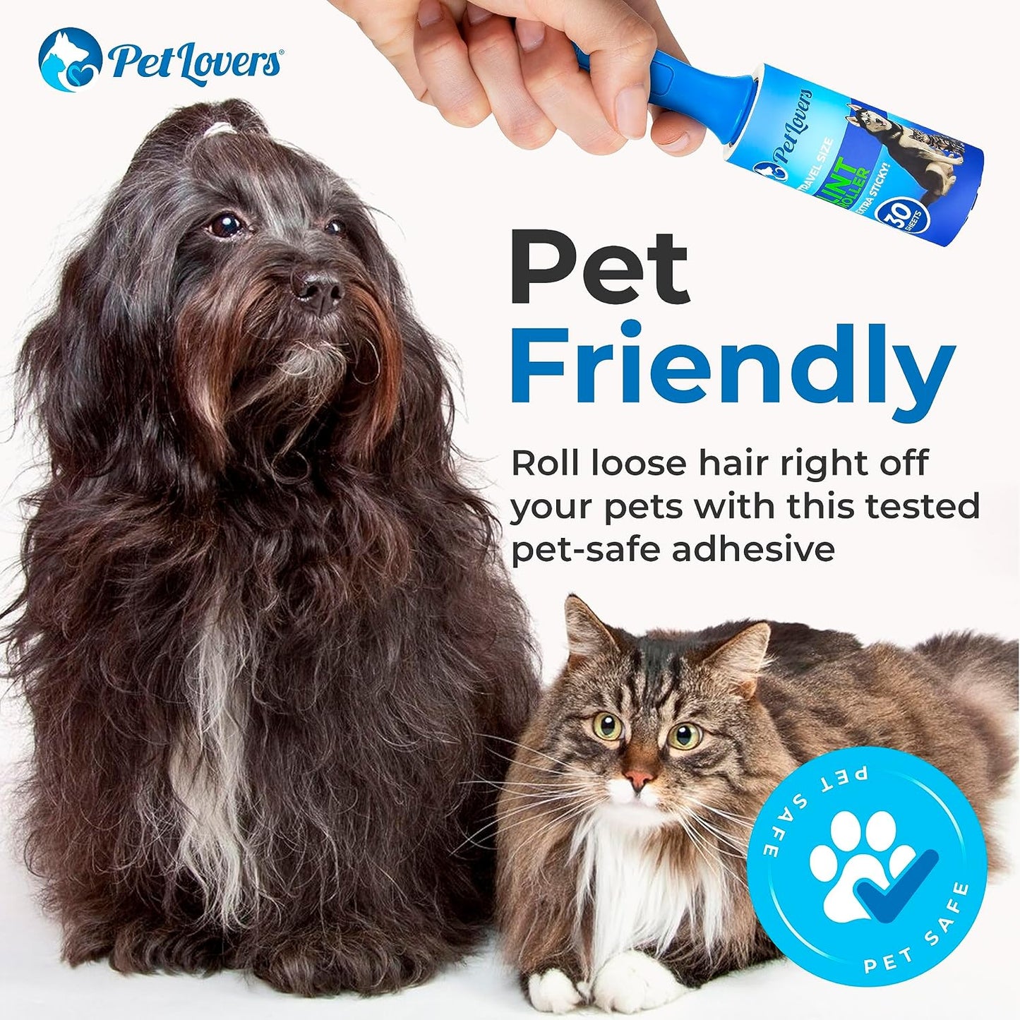 PetLovers Extra Sticky Lint Roller Mega Value Set 450 Sheets for Pet Hair Removal and Clothes, Dog and Cat Lint Remover 5 Pack