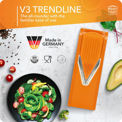 Mandoline Food Slicer Börner V3 (Starter Set) by Reston Lloyd • V-Slicer with Blade Storage & Safety Food Holder • Made in Germany • Fruit & Vegetable Chopper • Multiple Settings: White