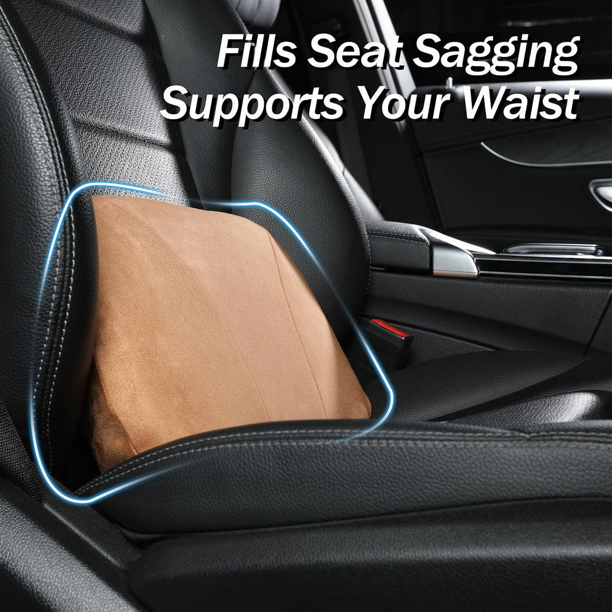 Lumbar Support Pillow,Back Pain Relief Cushion,fits tightly around the waist,Memory Foam,Skin-friendly Suede Fabric,fit Car Drive,Office chair,Rest seat,Improve Posture,Portable,15.5''Lx 8.7''H