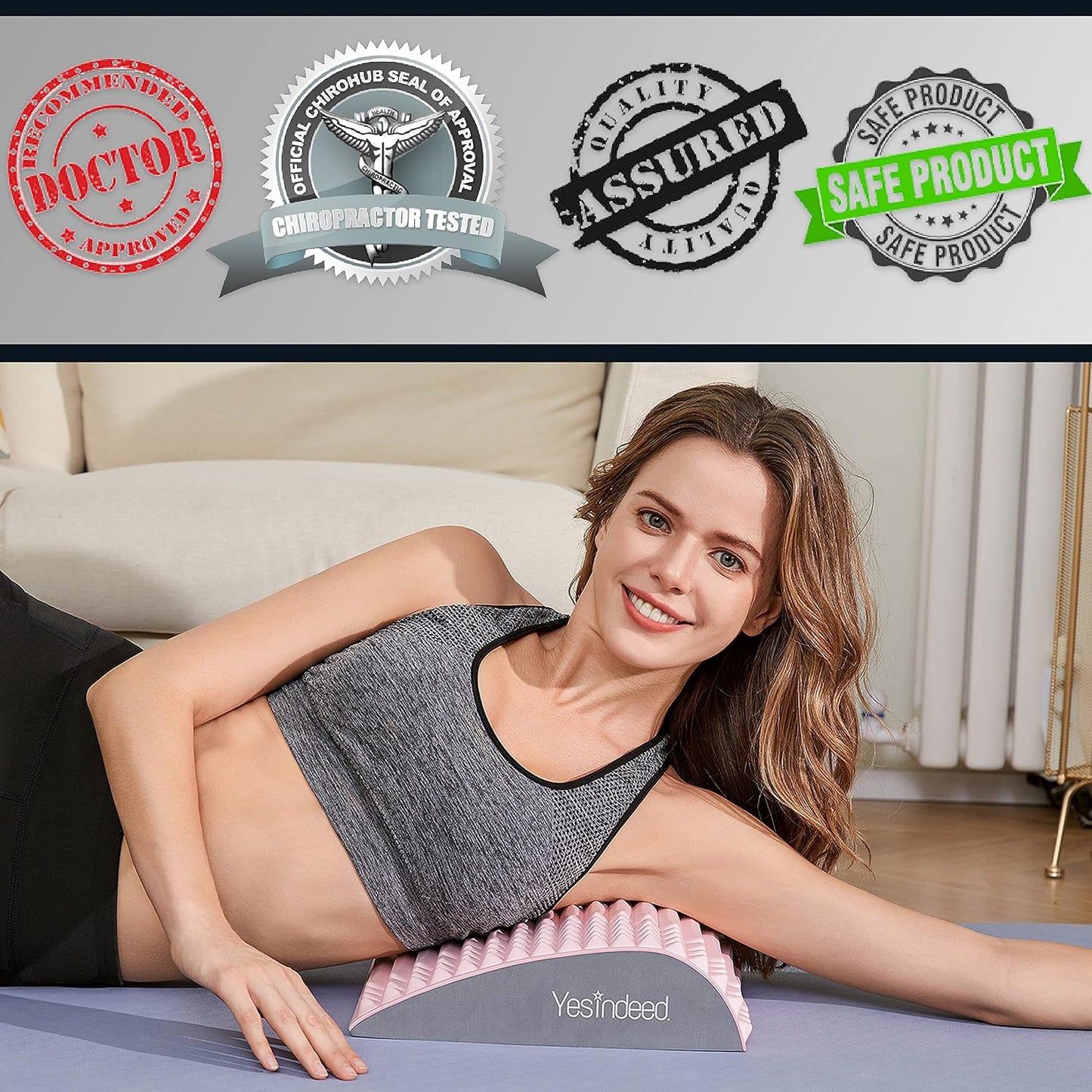 Back Stretcher Pillow – Pain Relief for Lower Back, Lumbar Support, Posture Correction, Sciatica Aid, Orthopedic Design, Easy to Use at Home, Office, or Anywhere, Orthopedist Recommended