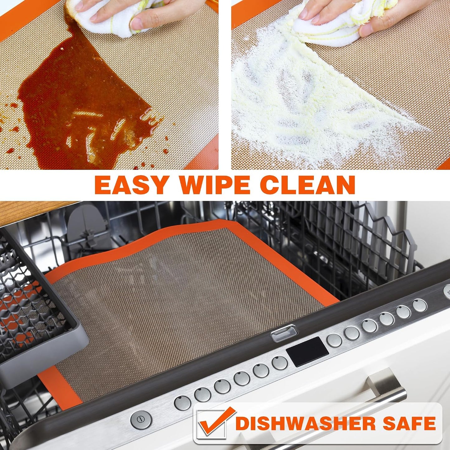 Best German Silicone Baking Mats - 8 inch | Set of 2 Square Non-Stick Reusable Air Fryer Linner, Non Slip, BPA Free, PFOA Free, Non-toxic, Dishwasher Safe