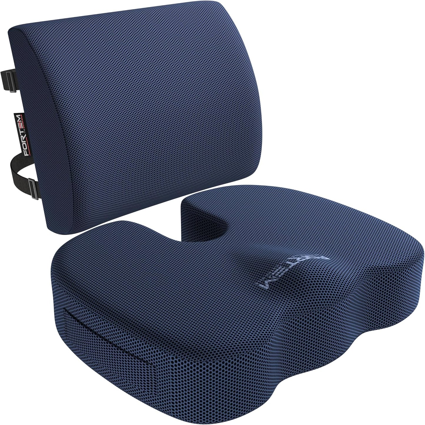 FORTEM Seat Cushion, Office Chair Cushion, Lumbar Support Pillow for Office Chair, Memory Foam Car Seat Cushions, Sciatica Coccyx Tailbone Pain Relief, Cushions for Back Support, Washable, Non Slip