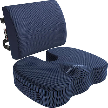 FORTEM Seat Cushion, Office Chair Cushion, Lumbar Support Pillow for Office Chair, Memory Foam Car Seat Cushions, Sciatica Coccyx Tailbone Pain Relief, Cushions for Back Support, Washable, Non Slip
