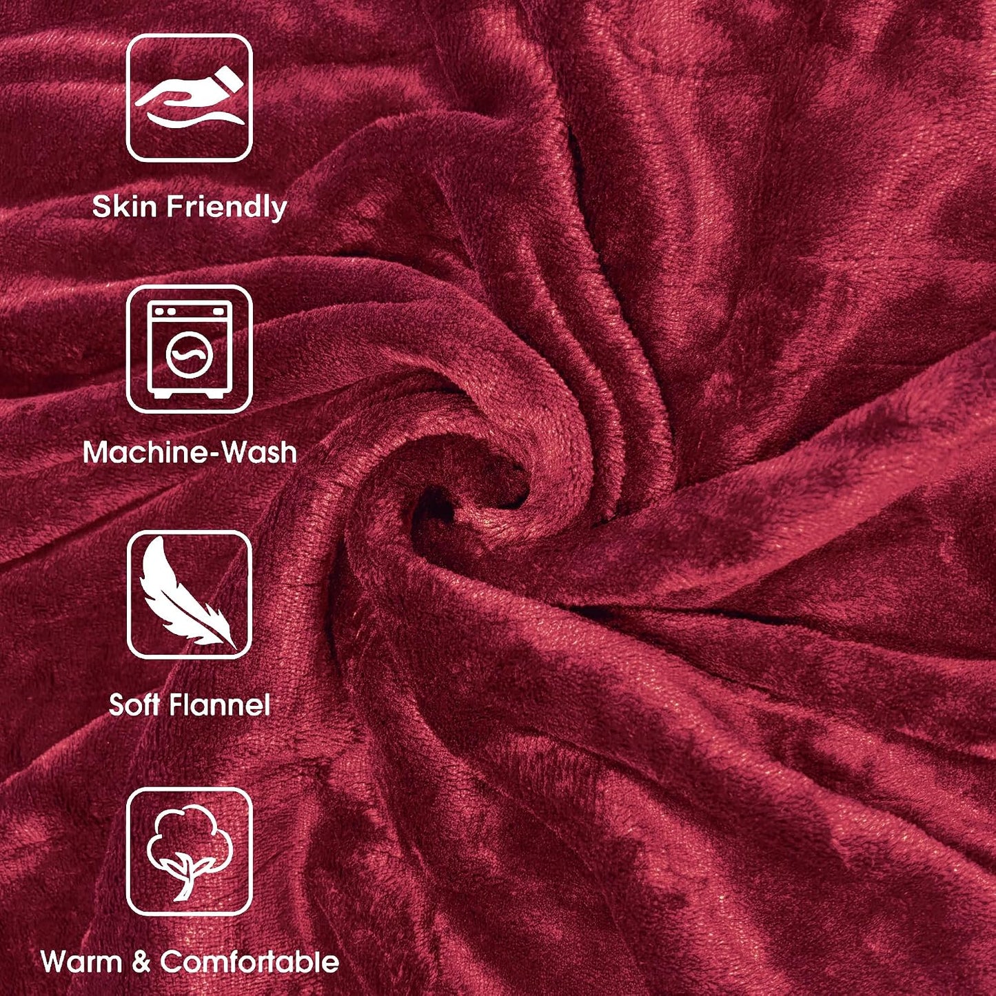 Tefici Electric Heated Blanket, Super Cozy 2-Layer Flannel Heated Throw | ETL & FCC Certified, 3 Heating Levels, 4H Auto Off, Overheat Protection, for Couch & Bed, Office, Gifts for Women, Men, Red