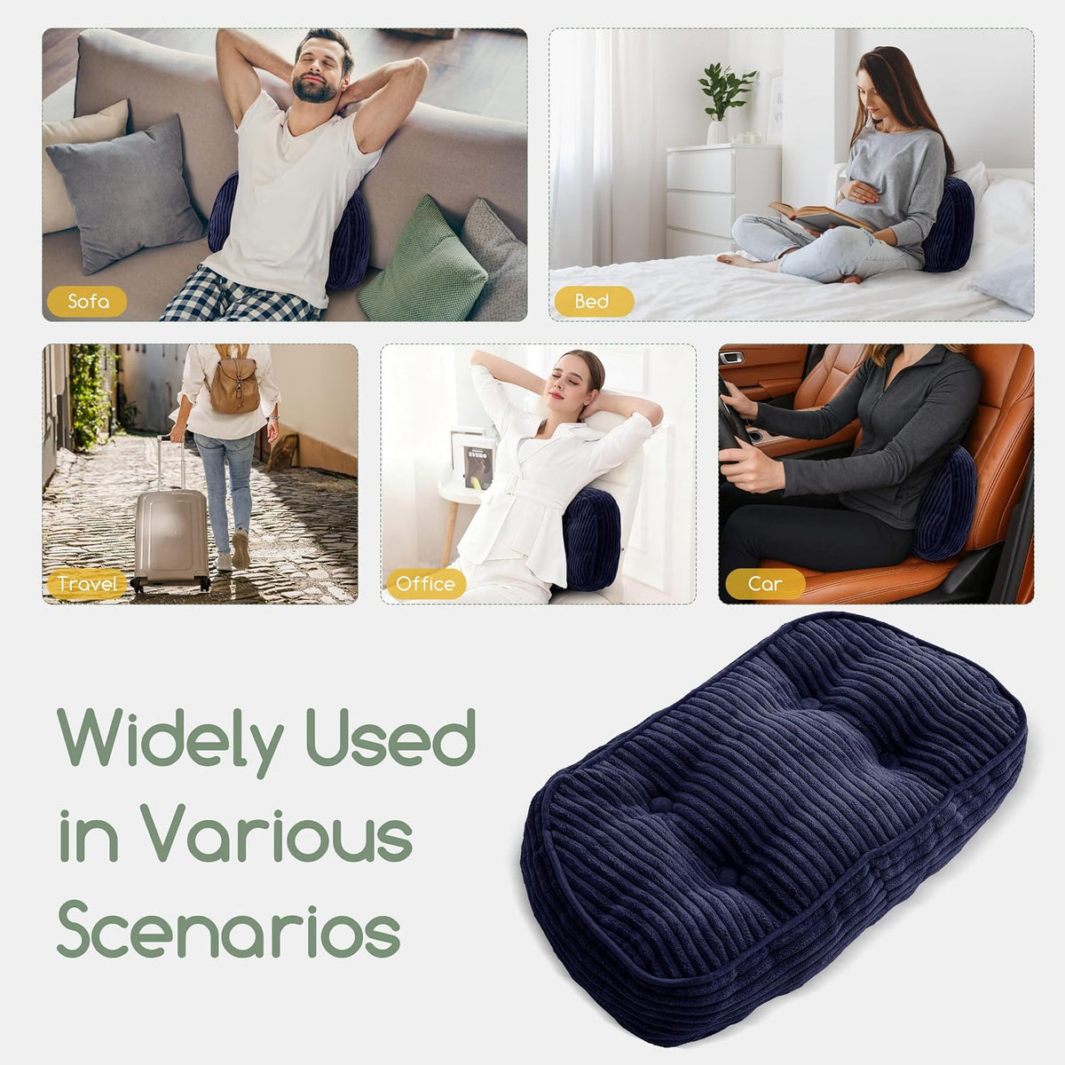 HIGOGOGO Lumbar Support Pillow for Recliner Chair/Accent Chair/Couch/Office Chair, Tufted Corduroy Back Support Cushion for Elderly, Recliner Cushions for Back Rest, Pain Relief, Reading, Dark Grey