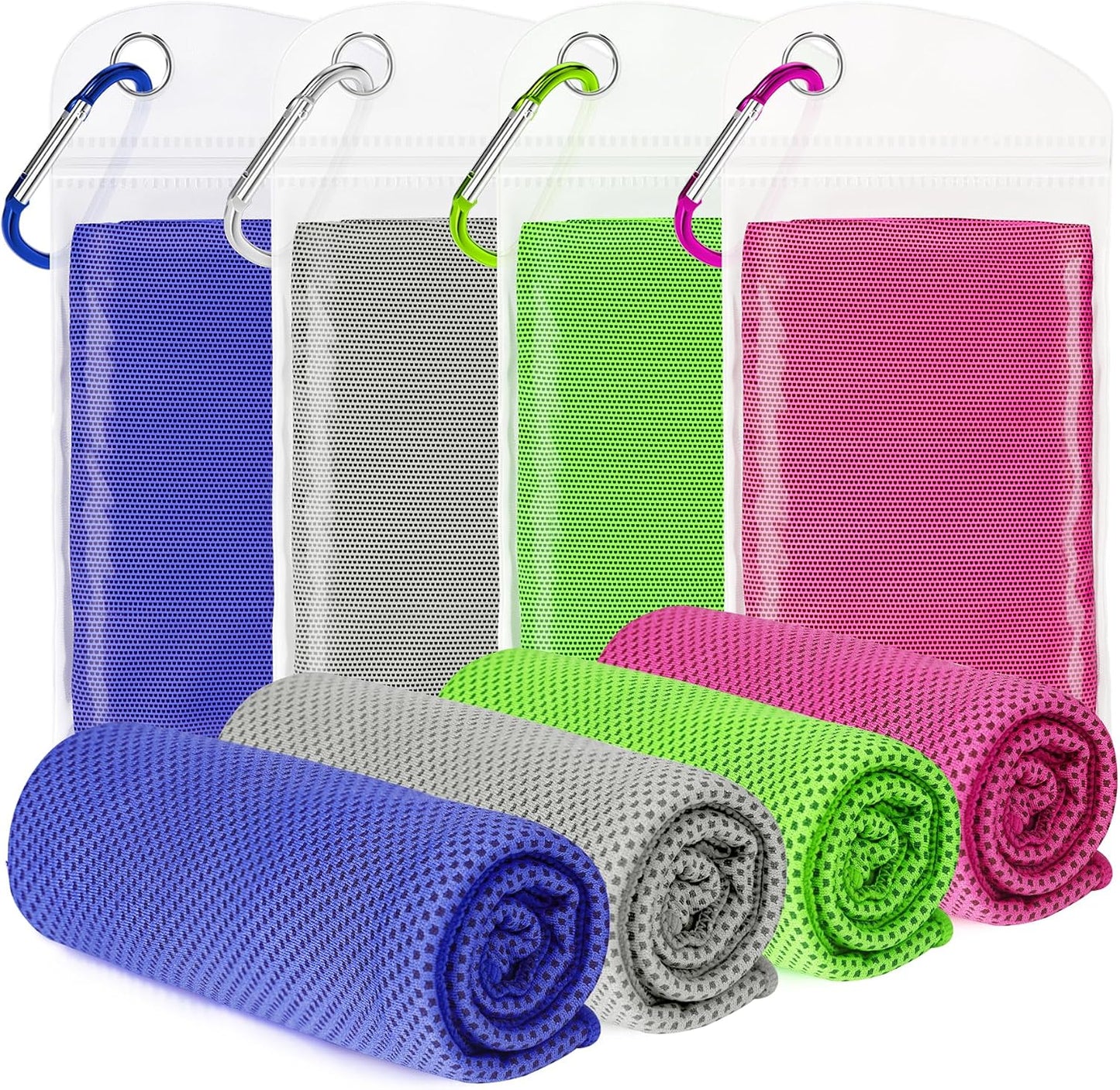 4 Pack Cooling Towels for Neck and Face(40"x12"), Cooling Neck Wraps, Ice Towel for Hot Weather, Soft Breathable Gym Towel, Cool Towel for Workout, Camping, Yoga, Sport, Running