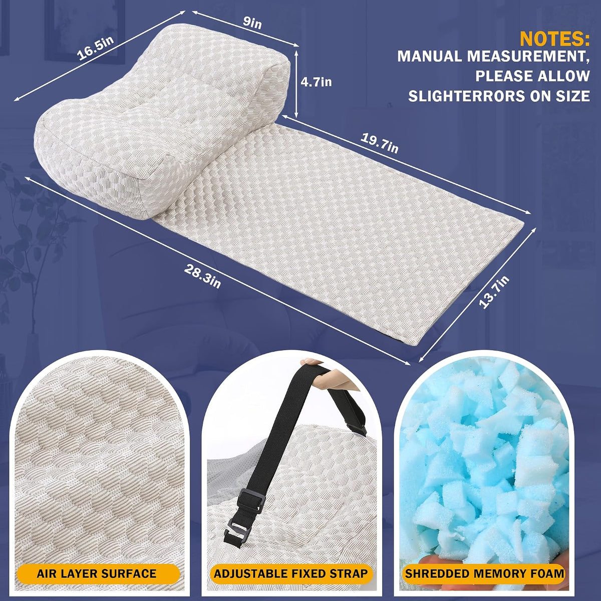 BALAPET Shredded Memory Foam Neck Pillow for Recliners, Ergonomic Headrest Cushion for Neck Pain Relief and Cervical Support, Suitable for Side Sleeping at Home and Office, Patent Pending(Coffee)