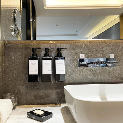 Shampoo Dispenser for Shower Wall, Shampoo and Conditioner Dispenser with 16 Waterproof Labels, No Drill Shower Soap Dispenser Bathroom, Shower Soap Dispenser Wall Mounted 3 Chamber, 17oz,Black | Shampoo Dispenser for Shower Wall, Shower Soap Dispenser
