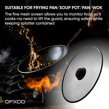 Splatter Screen for Frying Pans - Set Of 2: 10", 10" - Kitchen Ultimate Grease Protection Mesh for Skillet - Bacon Oil Catcher Guard for Pan