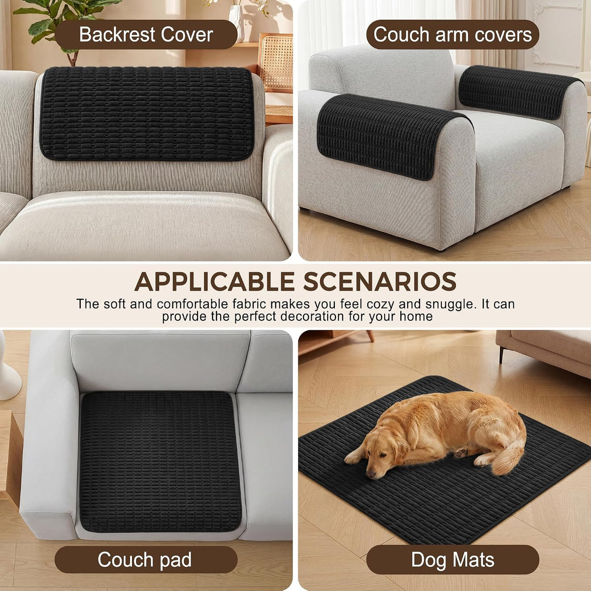Foxdecor Couch Arm Covers for Sofa Arm Chair Covers Set of 2