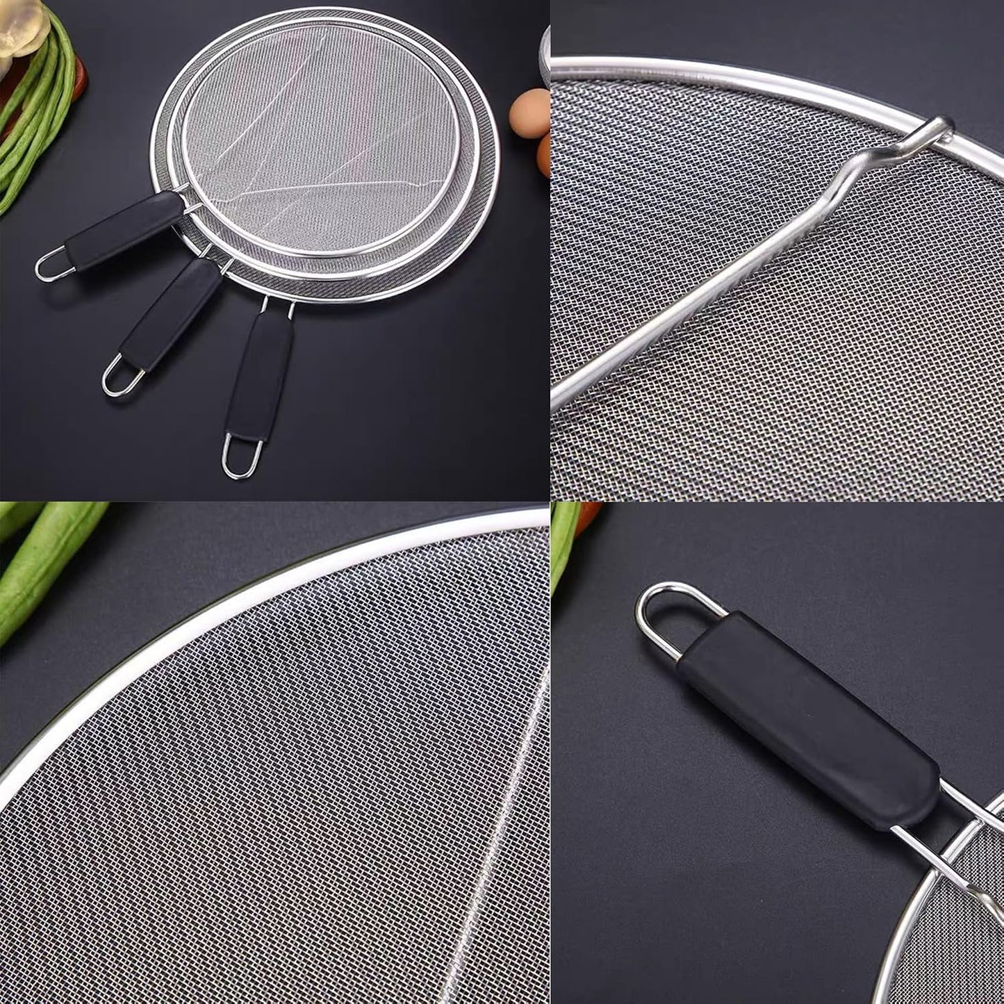 Splatter Screen for Frying Pan: Stainless Steel Grease Splatter Guard Oil Splatter Guard for Cooking, Mesh Frying Screen Keeps Kitchen Clean and Protects Skin From Burns (Red, 11in)