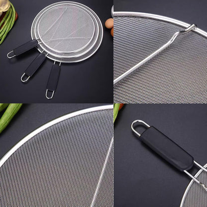 Splatter Screen for Frying Pan: Stainless Steel Grease Splatter Guard Oil Splatter Guard for Cooking, Mesh Frying Screen Keeps Kitchen Clean and Protects Skin From Burns (Red, 11in)
