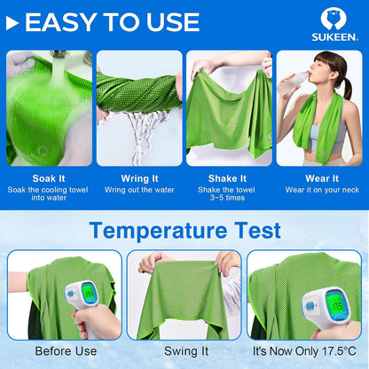 Sukeen 4 Pack Cooling Towels (40"x 12"), Cooling Neck Wraps, Soft Ice Towel