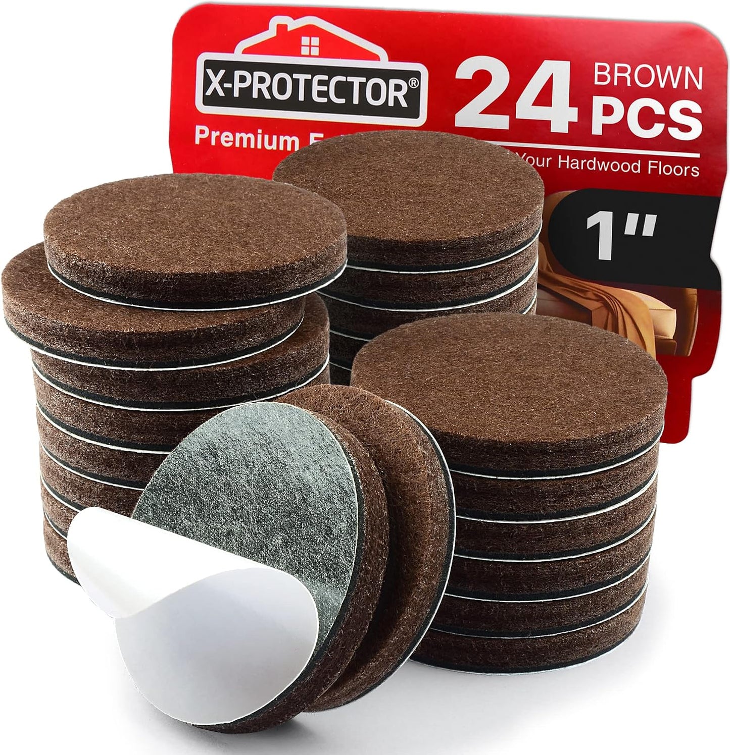 16 Heavy-Duty Felt Furniture Pads 2” 1/4” Thick X-Protector Round Felt Pads | Furniture Feet - The Best Felt Floor Protectors for Furniture to Prevent Scratches. Protect Your Hard Floor! (Beige)