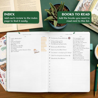 Legend Reading Journal for Book Lovers – Reading Log Tracker for Adults & Kids – Book Nerd Gifts & Accessories, 180 Reviews (Mint Cream)
