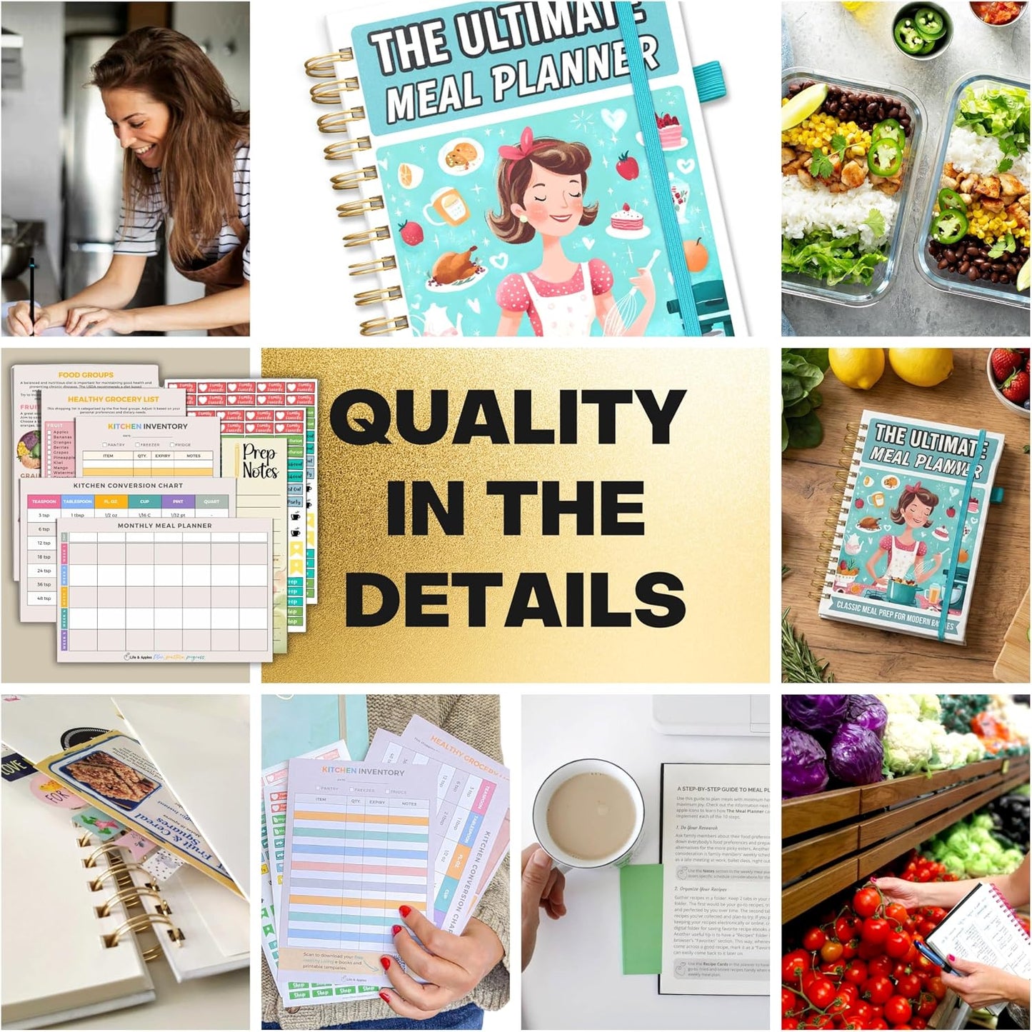 Life & Apples Weekly Meal Planner Notebook with Grocery List, Forest | Meal Planning Notebook, Meal Prep Journal and Food Planner to Organize a Weekly Menu, Grocery List and Family Meals