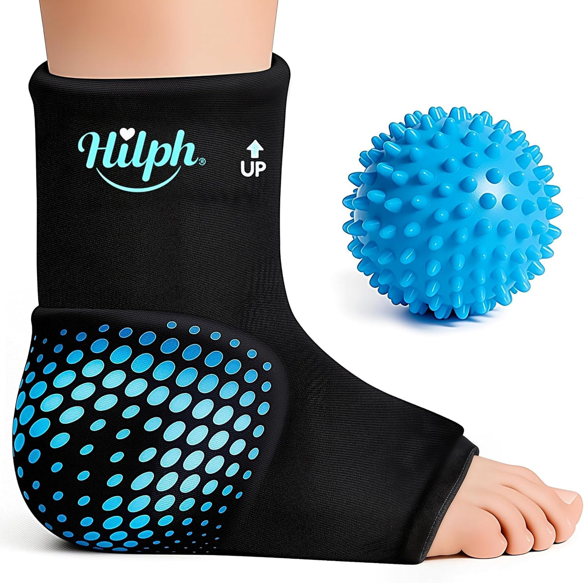 Hilph Plantar Fasciitis Recovery Kit with Foot Ice Pack Wrap & Massage Ball