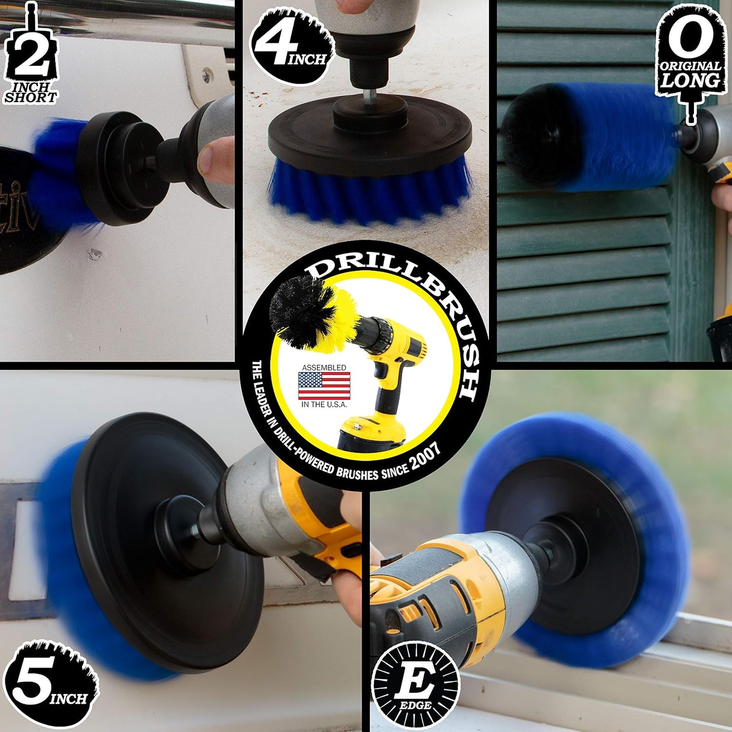 Grout Cleaner Kit - Bathroom Drill Brush Attachment Set - Shower Cleaner | Household Cleaning Supplies - Tub Scrubber - Toilet Brush - Spotless Tiles - Power Scrubbing Nylon Bristles