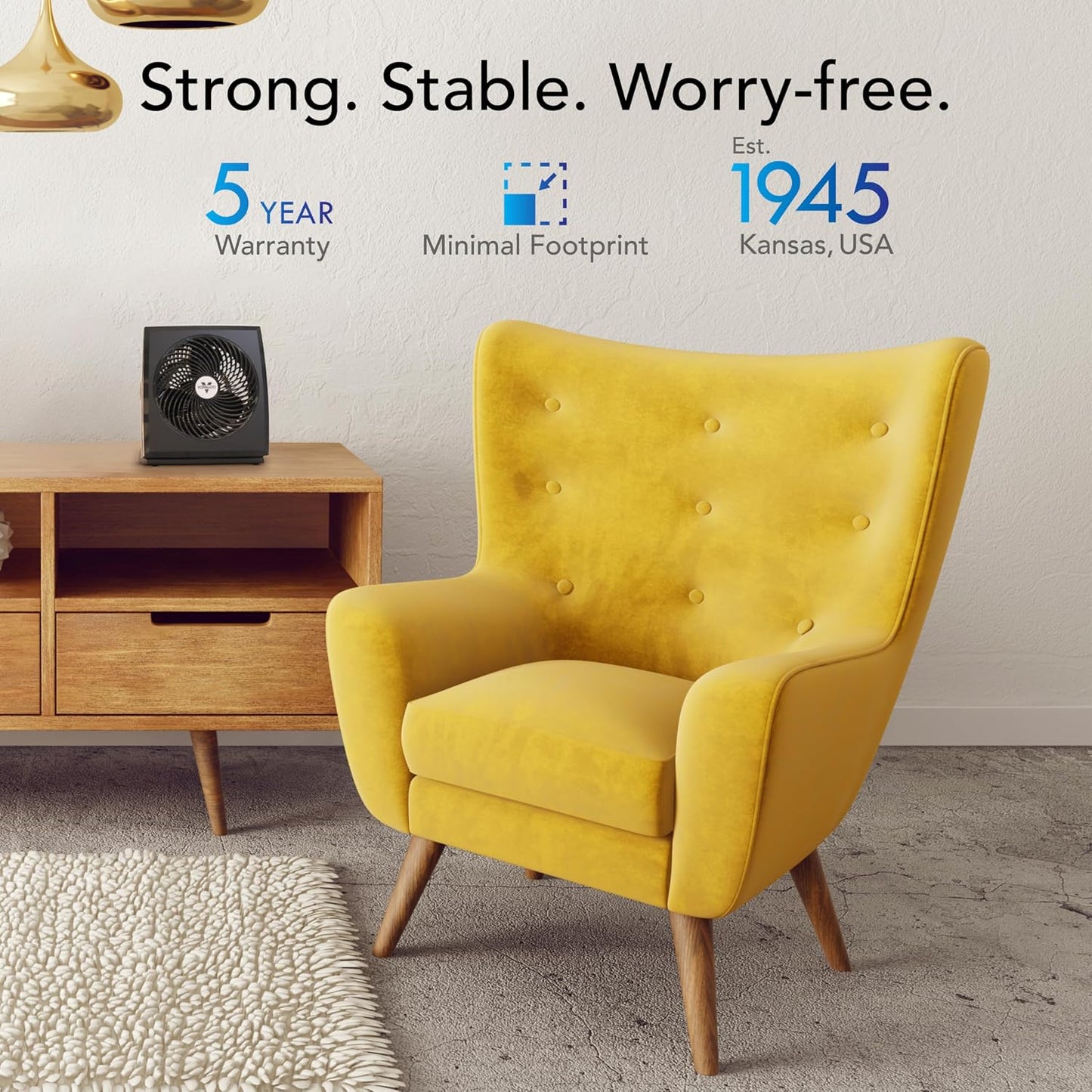 Vornado 573T Small Room Air Circulator Fan with Pivoting Head, Easy Clean Removable Grille, 3 Speed Settings, Black