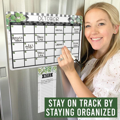 Hadley Designs Magnetic Calendar for Refrigerator - Kraft White Magnetic Dry Erase Calendar, Dry Erase Calendars for Wall, Magnet Fridge Calendars, Notepad for Fridge with Magnet