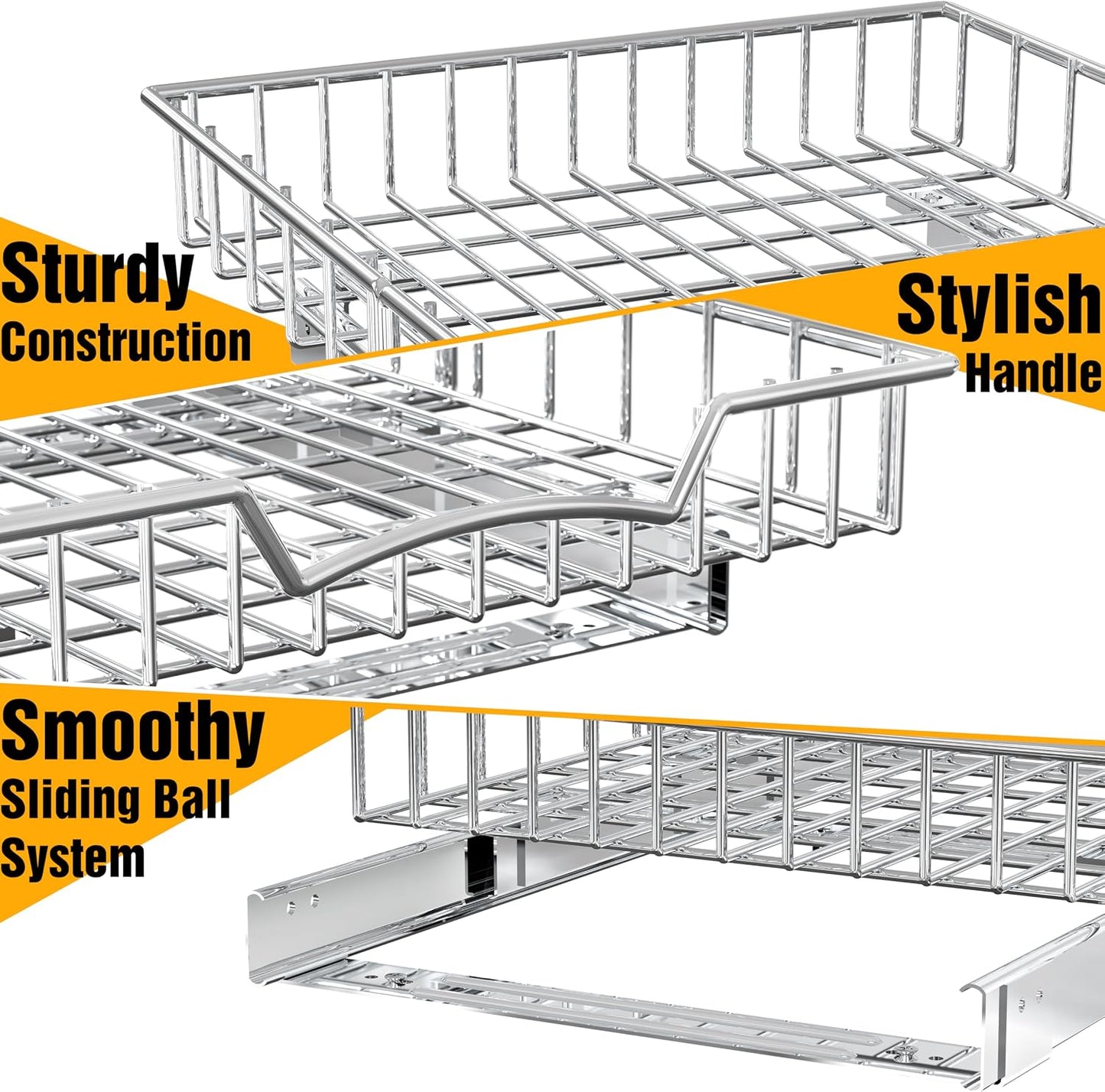 Simple Houseware Under Cabinet Pull Out Sliding Shelf, 21" Dx11 W, Chrome