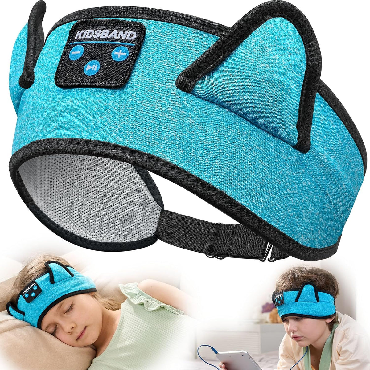 KIDSBAND Kids Bluetooth Headphones, Sleep Headband [Wireless & Wired Playback 2in1] Foldable Headphones for School/Travel/Tablet/Sleep