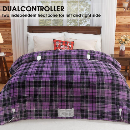 Heated Blanket Electric Throw 50X60 Heating Blanket with 10 Heating Levels 8 Hours Auto Off, Blue Plaid Sherpa Blankets Winter Warmer, Home Decor for Couch Bed Office,Gifts for Mom, Women,Washable